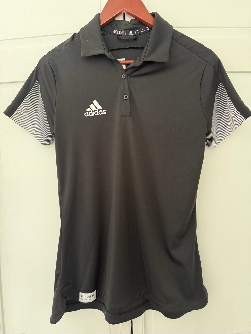adidas Black Athletic Polo with Button Collar